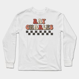 Ray Charles Checkered Retro Groovy Style Long Sleeve T-Shirt